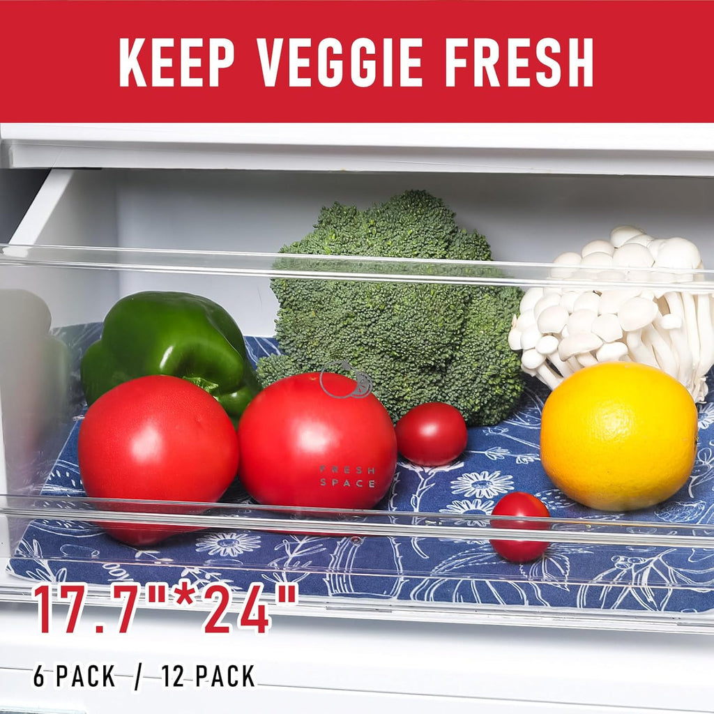 Cooyes Large Refrigerator Liners for Shelves, 12 Pack, 17.7" × 24", Fridge Drawer & Shelf Liners