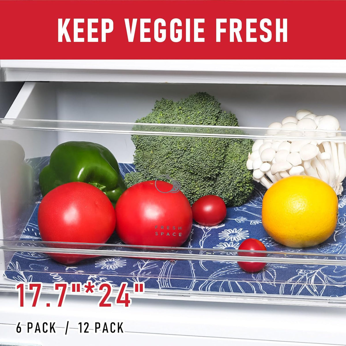 Cooyes Large Refrigerator Liners for Shelves, 12 Pack, 17.7" × 24", Fridge Drawer & Shelf Liners