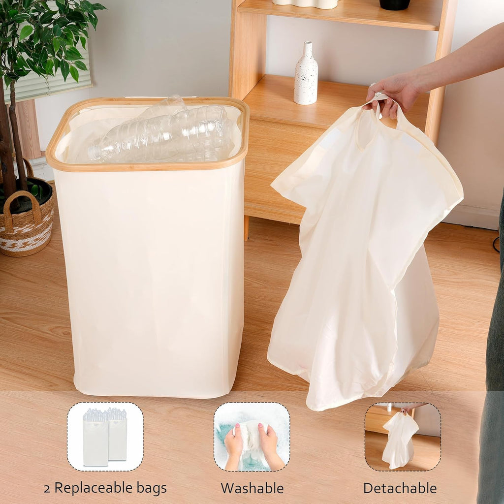 Recycling Bin for Kitchen, Indoor Home Recycle Bins with Wheel, 29 Gallons Large Recycling bin with