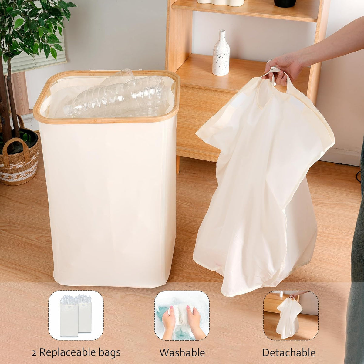 Recycling Bin for Kitchen, Indoor Home Recycle Bins with Wheel, 29 Gallons Large Recycling bin with