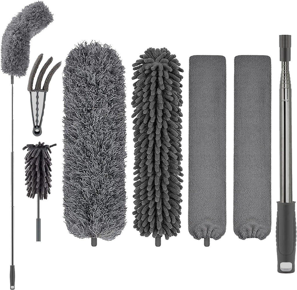 FUUNSOO Microfiber Feather Duster, Duster with Extension Pole 30-100 Inches,Ceiling Fan Cleaner