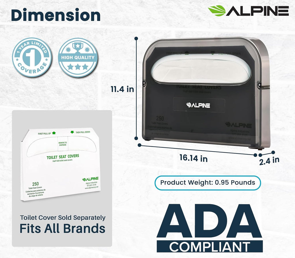 Alpine Toilet Seat Cover Dispenser - 2 Pack Wall Mount Disposable Toilet Seat Cover Holder for