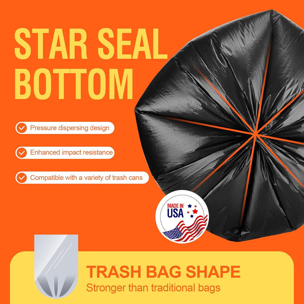 Delxo 55-60 Gallon Black Trash Bags, 100 Count – 0.9 Mil Medium Duty Garbage Bags, Thick, Durable &