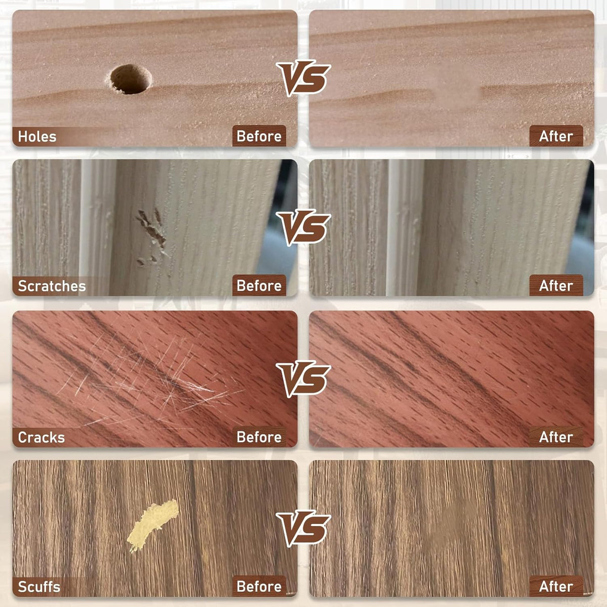 12 Colors Wood Filler Sticks Furniture Markers, Wood Floor Scratch Repair Kit for Repair Any