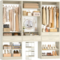 Unikito 75” Modular Closet System, Freestanding Closet Organizer with Hanging Rods, Drawers
