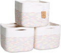 NaturalCozy Storage Cubes 9”x9”x7”Cotton Rope Woven Baskets for Organizing 3-Pack | 9 Inch Cube