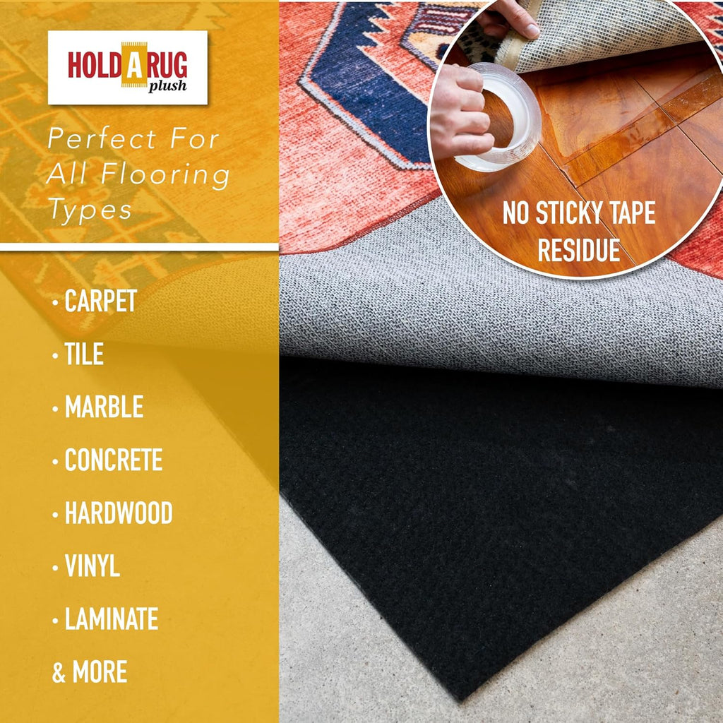 Hold-a-Rug Plush 6' Round Nonskid, Nonslip Rug Pad,Reversible Gripper, ¼ Thick, Safe for All Floors