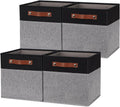 HNZIGE Fabric Cube Storage Baskets 11x11, Set of 4, Foldable Baskets with Handlesfor Organizer