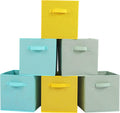 Stero 13x13x13 Inch Fabric Storage Bins 6 Pack Fun Colored Storage Cubes with Handles Foldable Cube