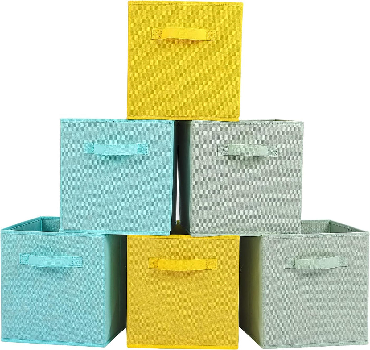 Stero 13x13x13 Inch Fabric Storage Bins 6 Pack Fun Colored Storage Cubes with Handles Foldable Cube