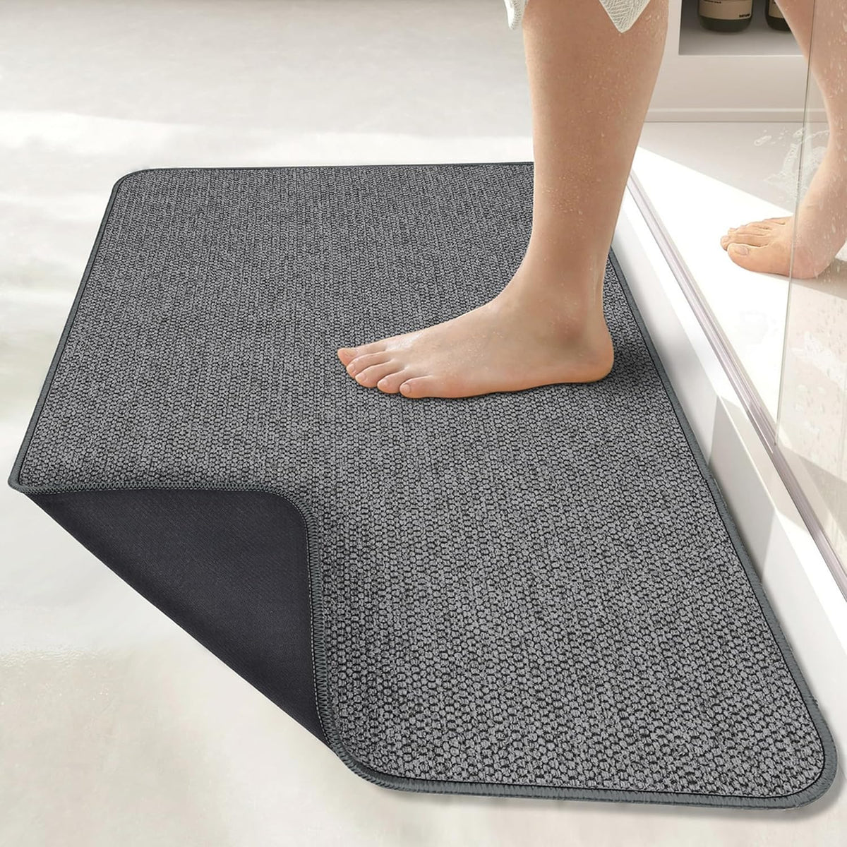 Bath Mat,Ultra Thin Bathroom Rugs,Rubber Bath Mats for Bathroom,No Slip Bath Rug,Quick Dry,Machine