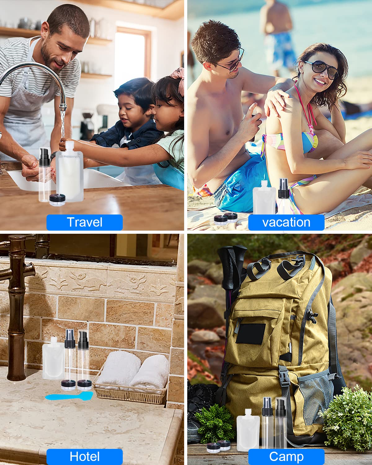 17 Pack Travel Pouches for Toiletries,TSA Approved,Travel Size Portable Containers,Stand Up