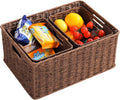 HOONEX Large Woven Baskets for Storage, Paper Rope Baskets with Sturdy Metal Wire Frame, Baskets