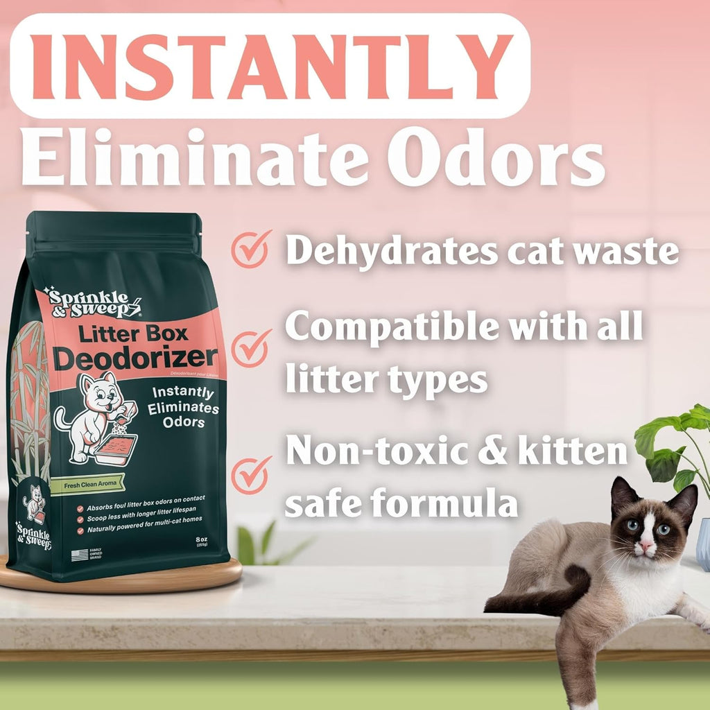 Sprinkle & Sweep Litter Box Deodorizer - Cat Litter Deodorizer Non Toxic and Safe for Kittens