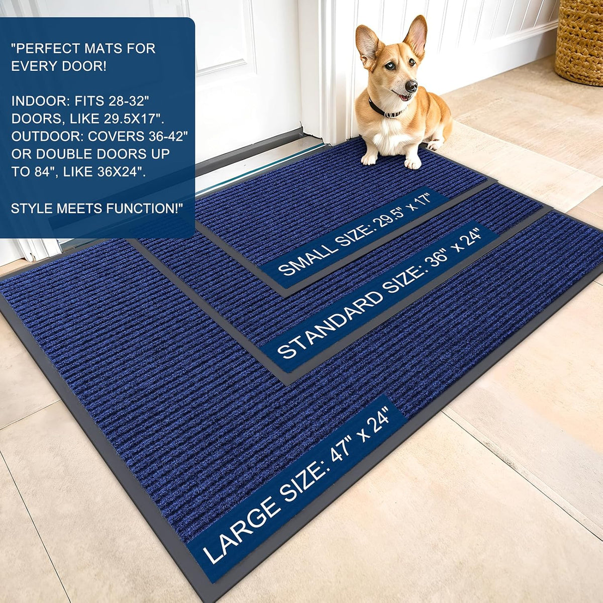 OLANLY Front Door Mat Indoor Outdoor Entrance, Waterproof Heavy Duty Doormat, Fade Resistant, Low