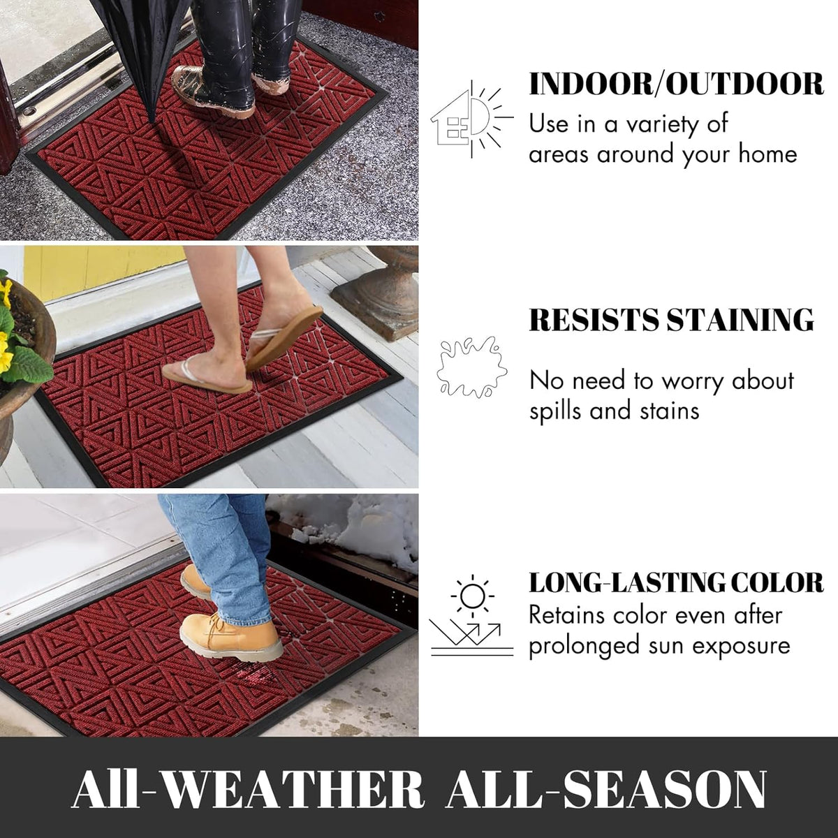 Yimobra Large Door Mat 36x24, All-Weather Waterproof Non-Slip Welcome Matt Outdoor, Heavy Duty Non