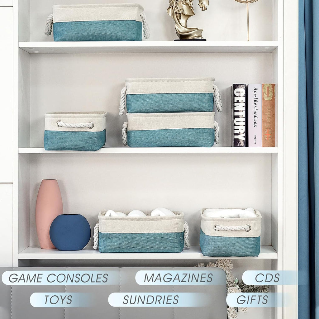 TheWarmHome Storage Bins for Shelves - Small 6 Pack 11.8x7.8x5.2 inch Sturdy Storage Basket