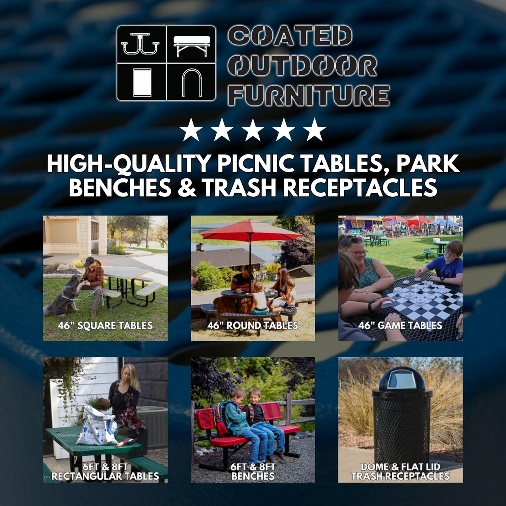 COATEDOUTDOORFURNITURE RFT-TXTBRW Heavy Duty Round Trash Receptacle with Flat Top, Liner Included