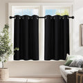 PONY DANCE Black Short Blackout Curtains for Kitchen, Small Windows Shades Thermal Insulated