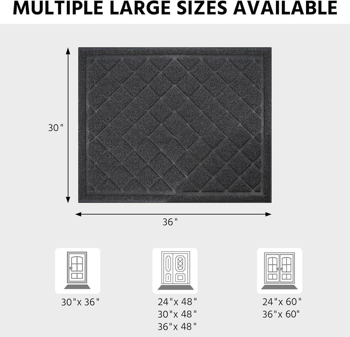 Front Door Mat Indoor Outdoor Entrance, 30" x 36" Heavy Duty All-Season All-Weather Waterproof