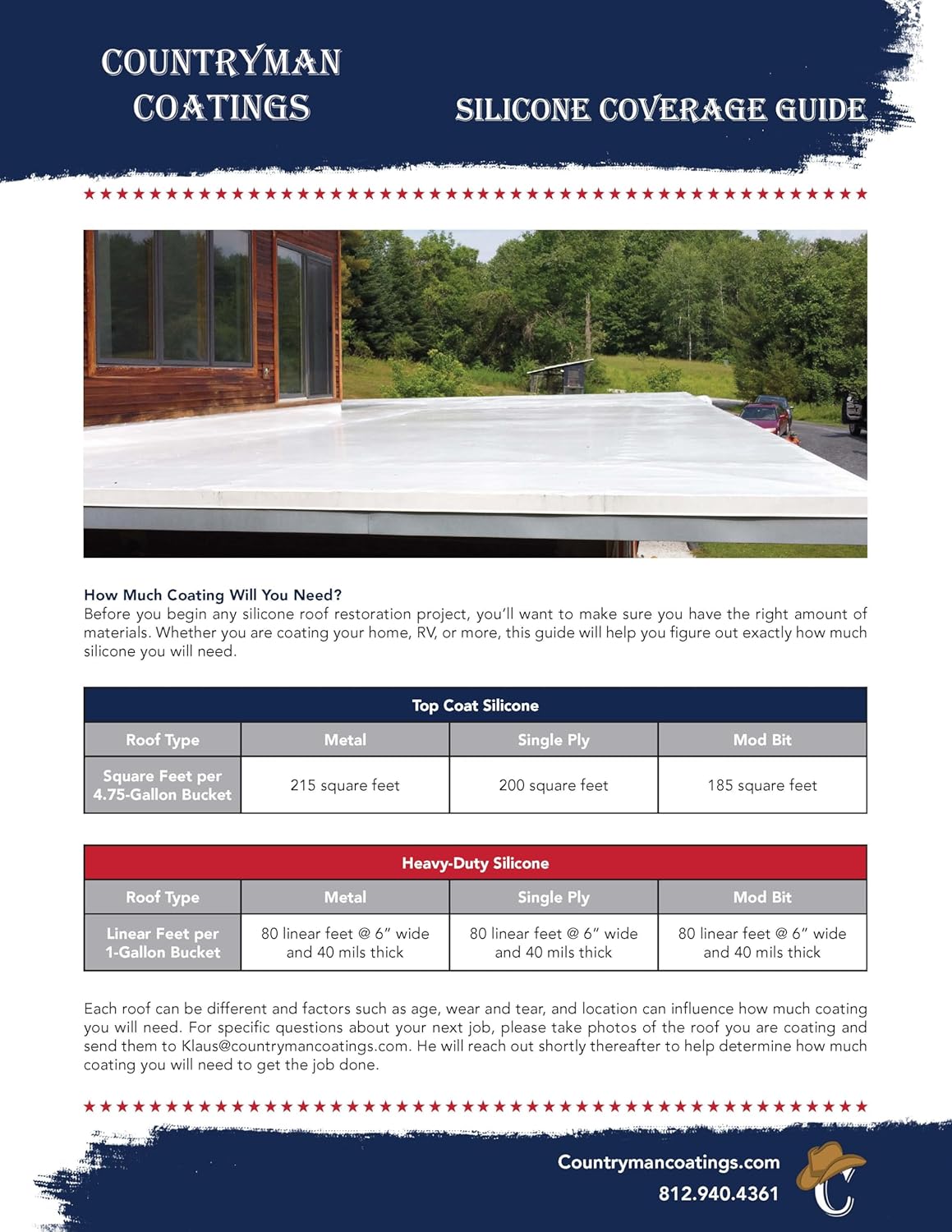 Countryman Coatings - 100% Silicone Roof Coating - Restore Your Roof in a Day - Seal Leaks, Cracks