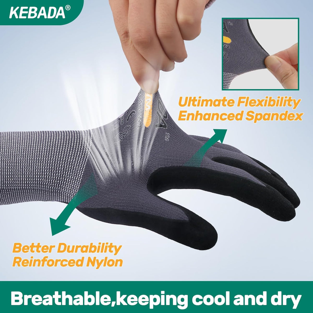 Kebada W2 Micro-Foam Coated Work Gloves, Touchscreen Working Gloves with Grip, Idea for Package