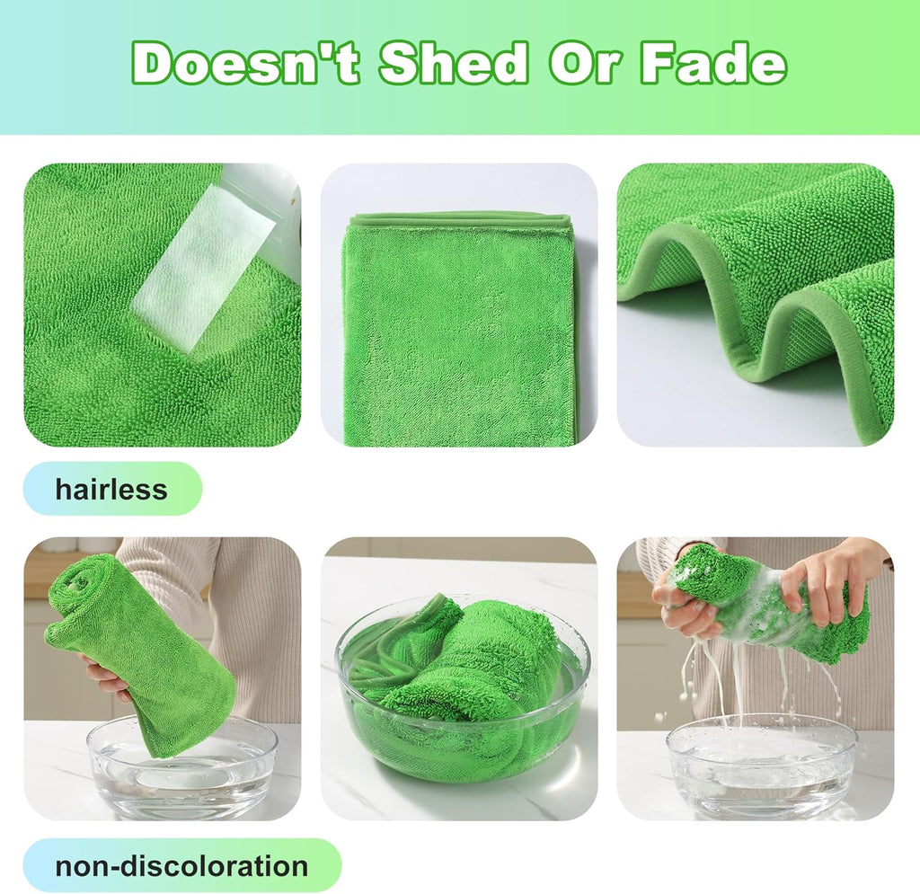 JOYMOOP Microfiber Towels for Cars, 35.4" x 23.6" Car Drying Towel, Green Reusable Car Towel, Quick