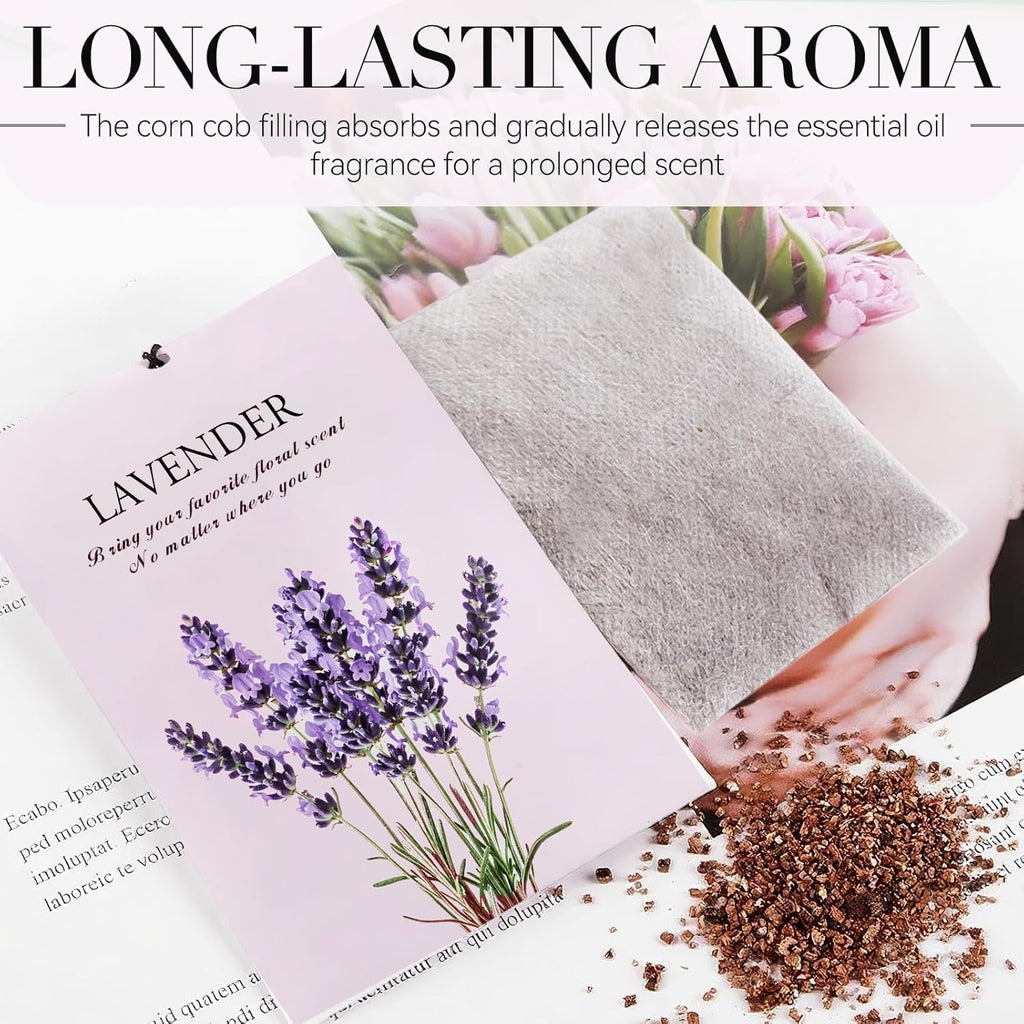 Lavender Scented Sachet Bags - 12 Pack Closet Freshener Odor Eliminator, Long Lasting Home