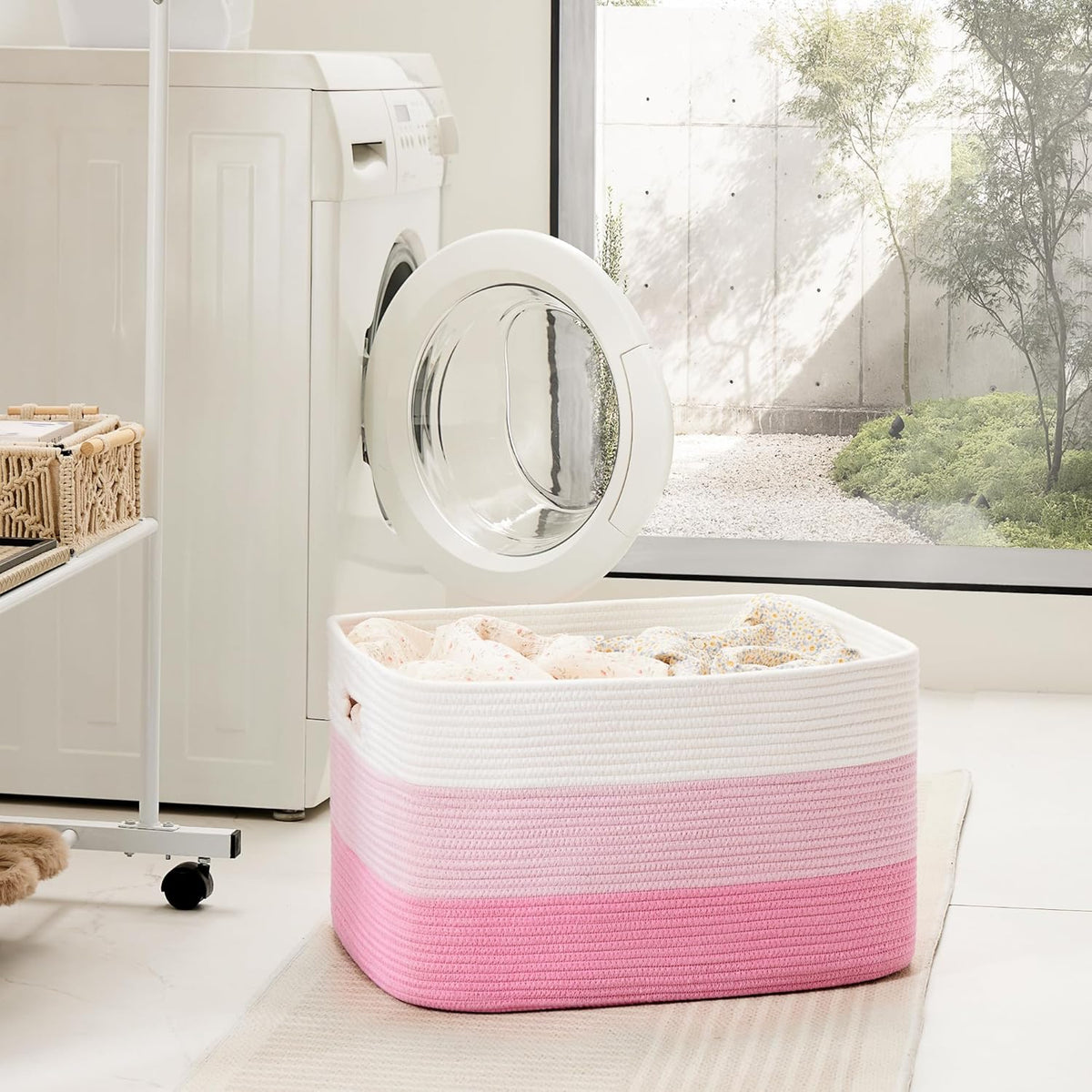 Blanket Basket,Rectangle Woven Baskets for Storage,65L Laundry Basket for Decorative Nursery