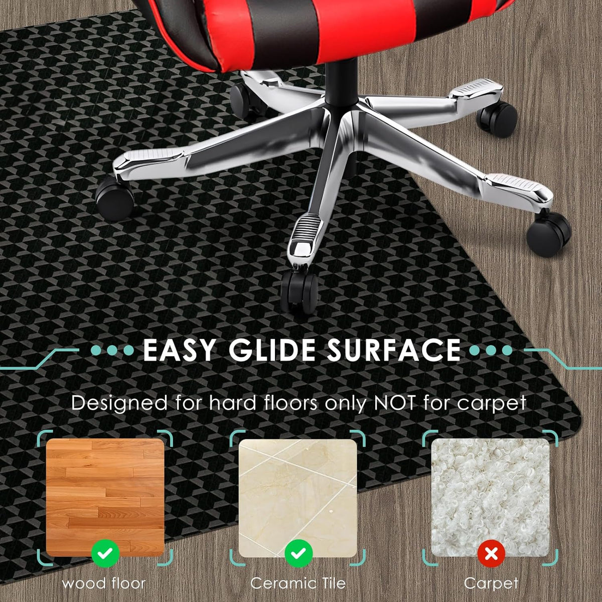Vicwe Office Chair Mat for Hardwood Floor, 63" x 51" Large Office Chair Mat, Gaming Chair Mat for