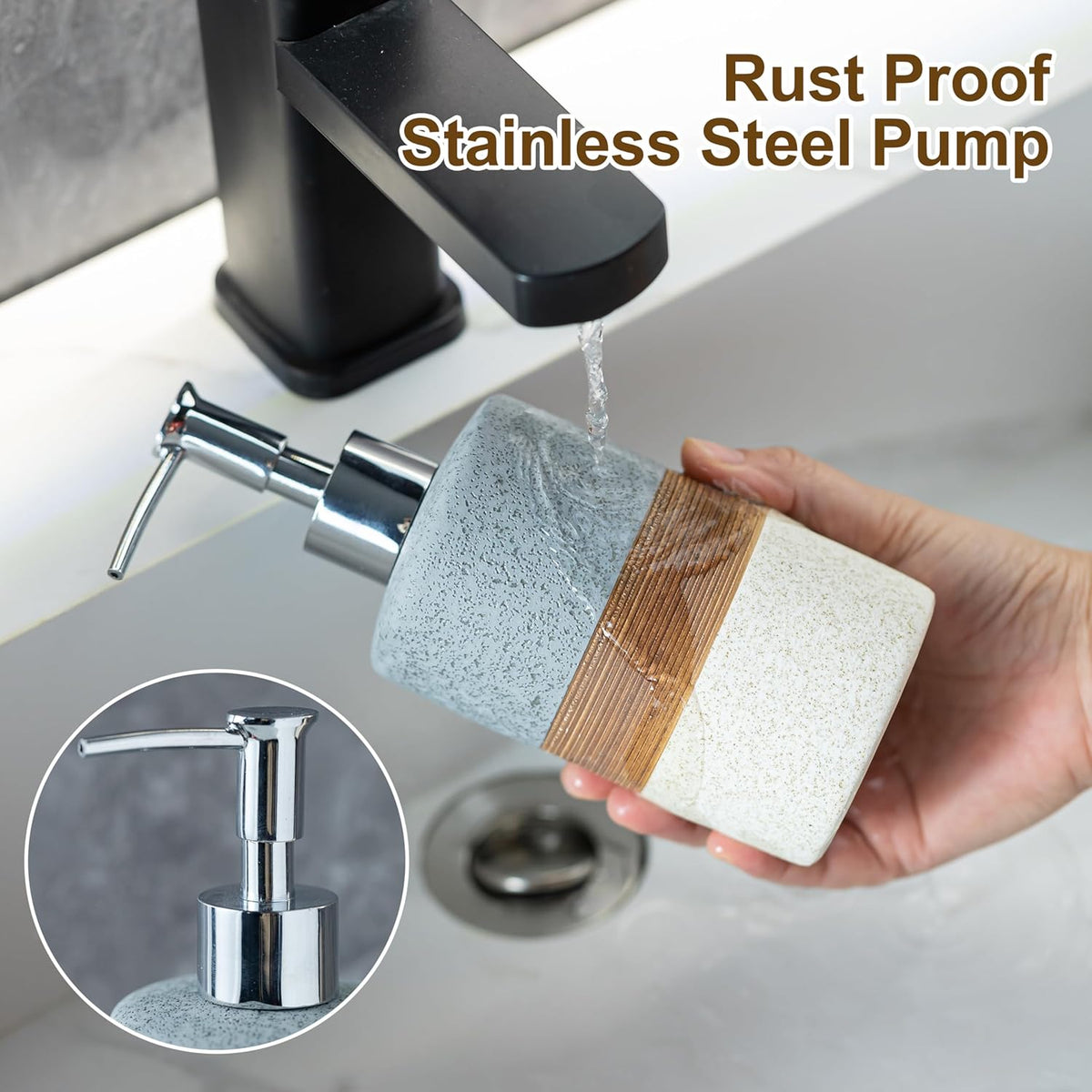 Ceramic Soap Dispenser Set(2 Pack) – Hand Soap, Dish Soap, Shampoo & Shower Soap Dispenser for
