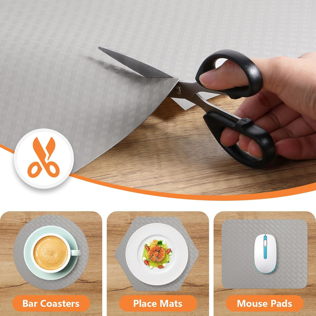 Light Gray Drawer Liners for Kitchen Cabinets Refrigerator Liners Waterproof & Oil-Proof Kitchen