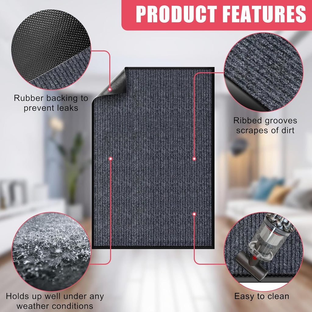 Kuyal Front Door Mat, 3'x5' Indoor Outdoor Entrance Mat, Commercial Floor Mats Inside Outside