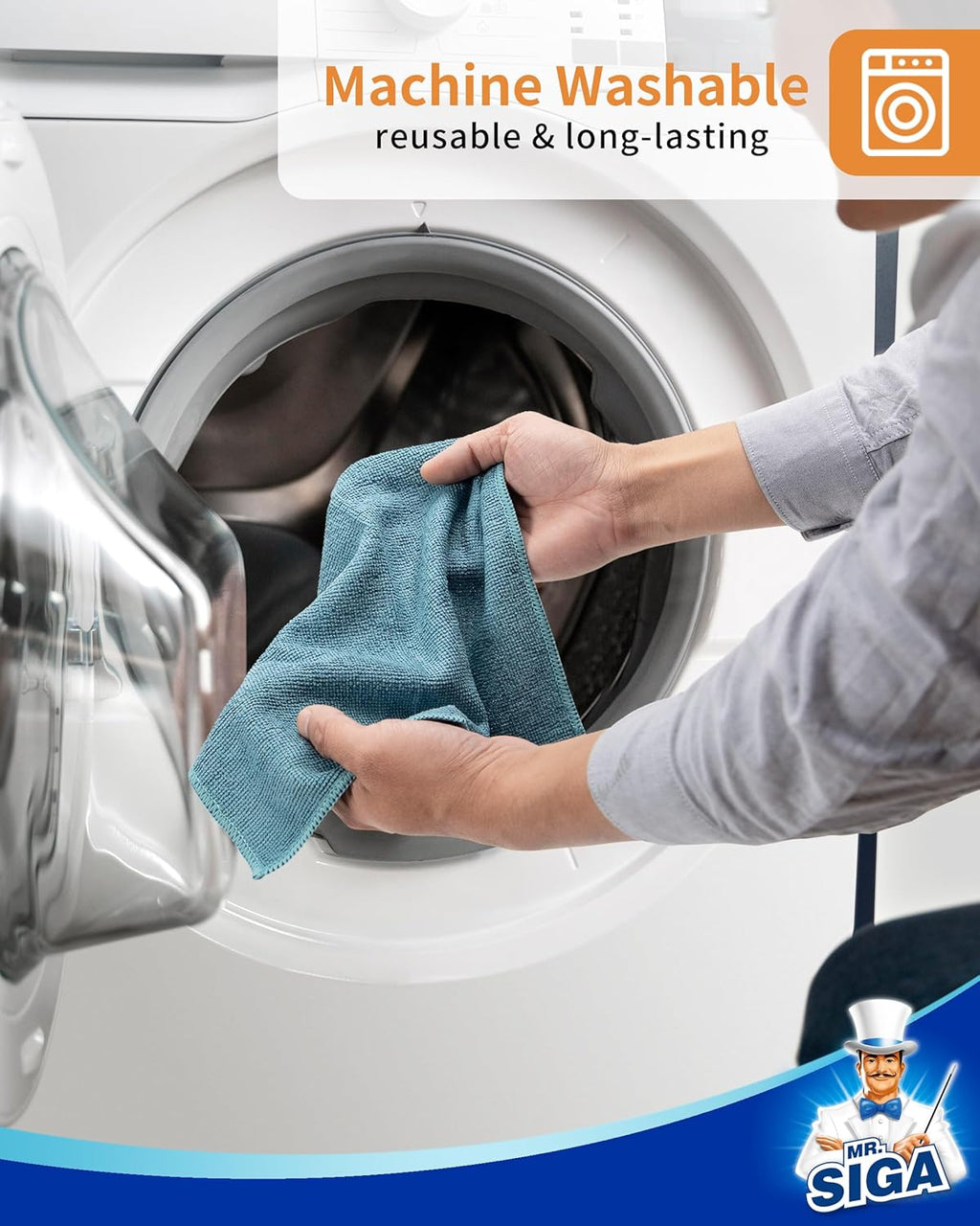 MR.SIGA Microfiber Cleaning Cloth, All-Purpose Microfiber Towels, Streak Free Cleaning Rags, Pack