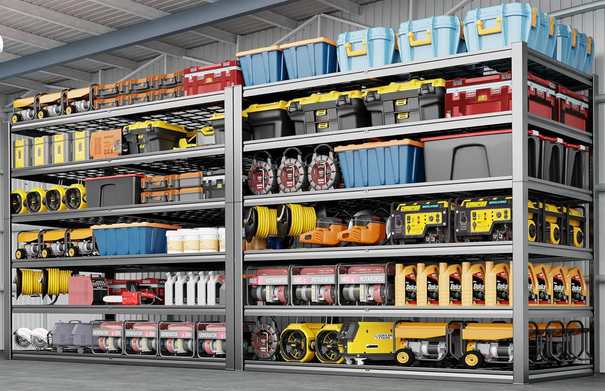 60" Wide Heavy Duty Garage Shelving Adjustable 6 Tier Garage Storage Shelves 3900LBS Metal Shelving