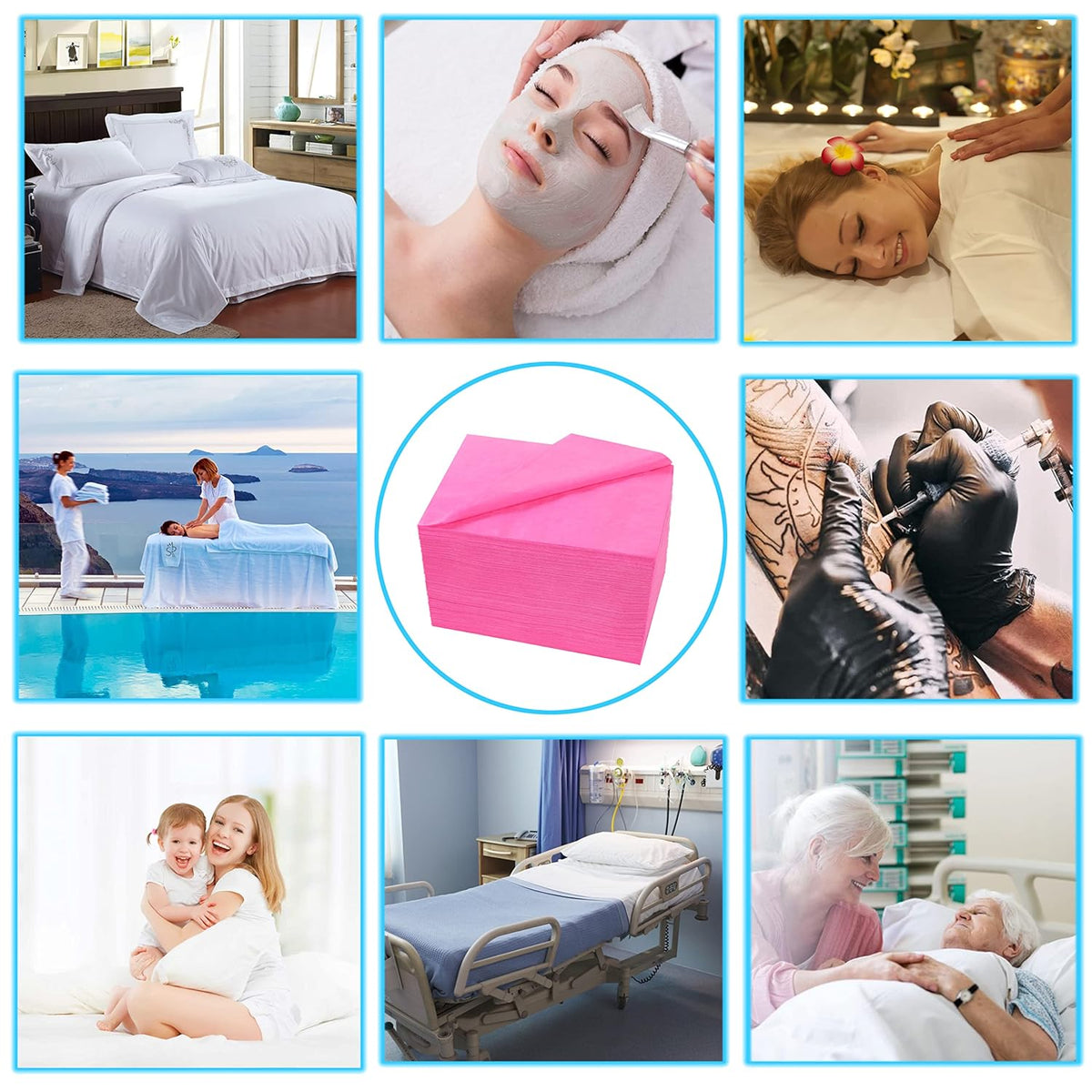 200 Pcs Disposable Bed Sheets 31" x 71" Massage Table Sheets Non Woven Fabric SPA Bed Cover