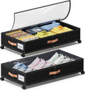 Under Bed Storage with Wheels, 2-Pack Under Bed Storage Containers with Clear Lids, XXL 65L Under