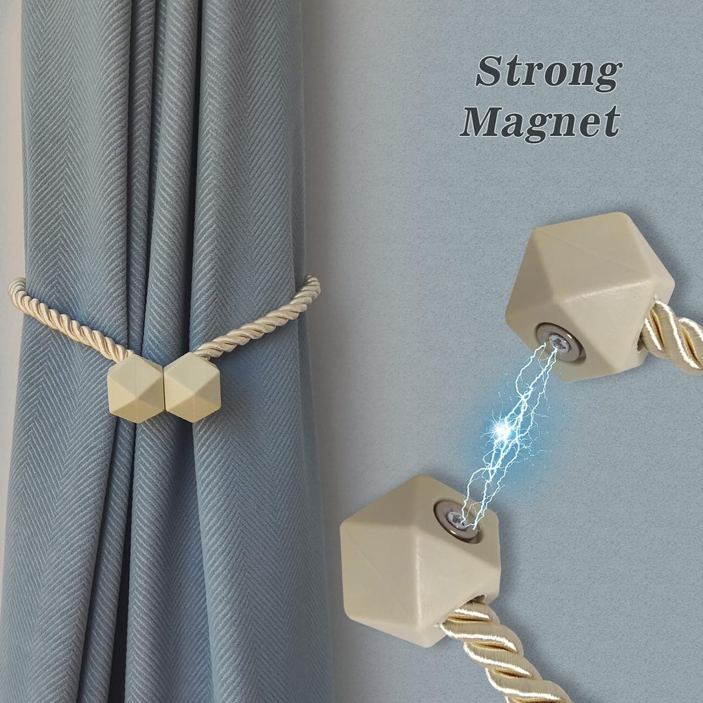Hion Magnetic Curtain Tiebacks Beige 2pcs, Curtain Tiebacks Buckles Holdbacks Holders Hooks Clip
