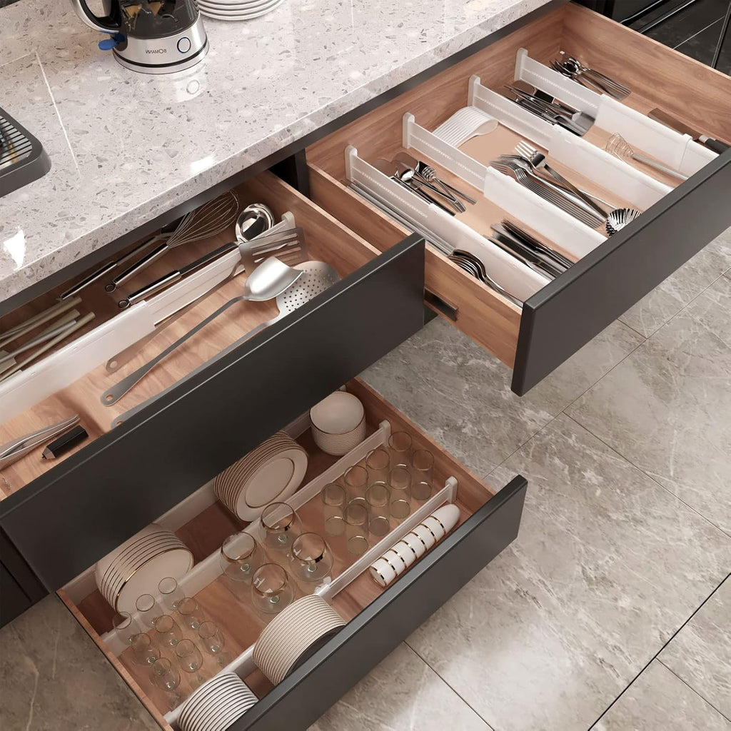 HiYZ Expandable Drawer Dividers, Large Kitchen Utensils Drawers Divider, 2.36" High Adjustable