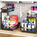 PXRACK 2 PACK Under Sink Organizer,Adjustable Height,2 Tier Pull Out Under Cabinet