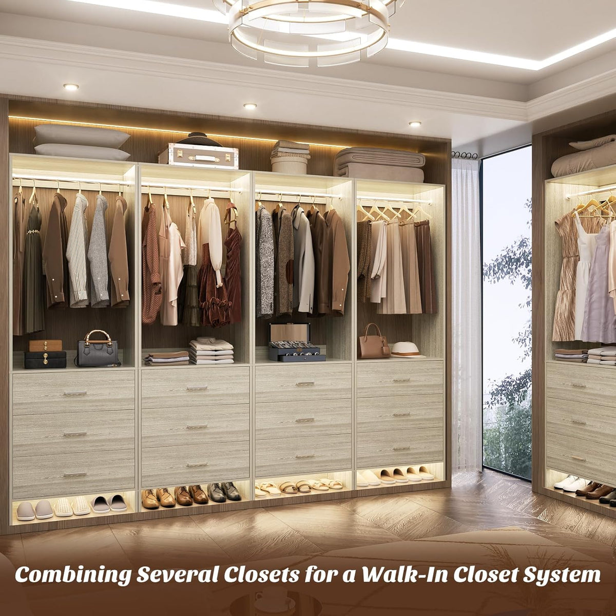 Aheaplus 2FT Closet System with 3 Drawers, 24’’ Closets Organizer, Wood Closet Organizer System