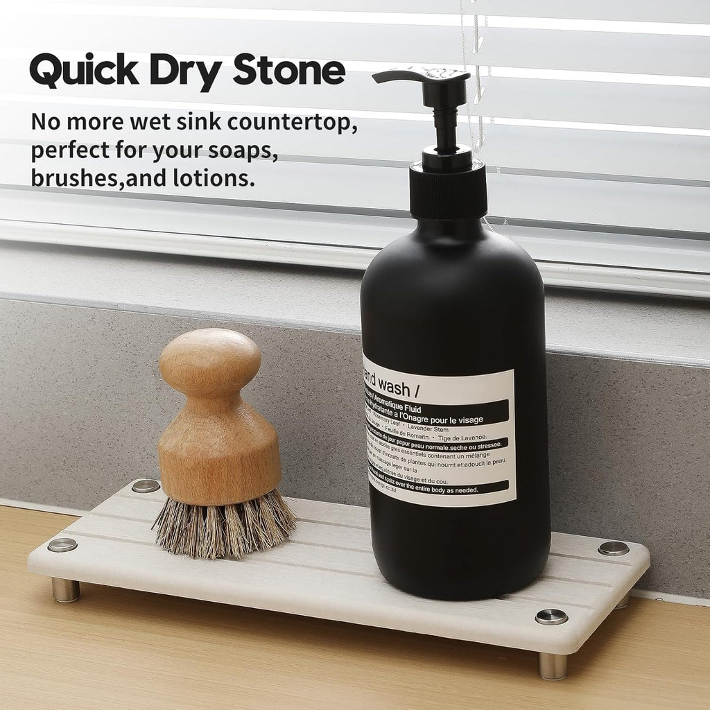 2 Pack Fast Drying Water Absorbing Diatomite Stone Mat Tray for Kitchen & Bathroom Counter