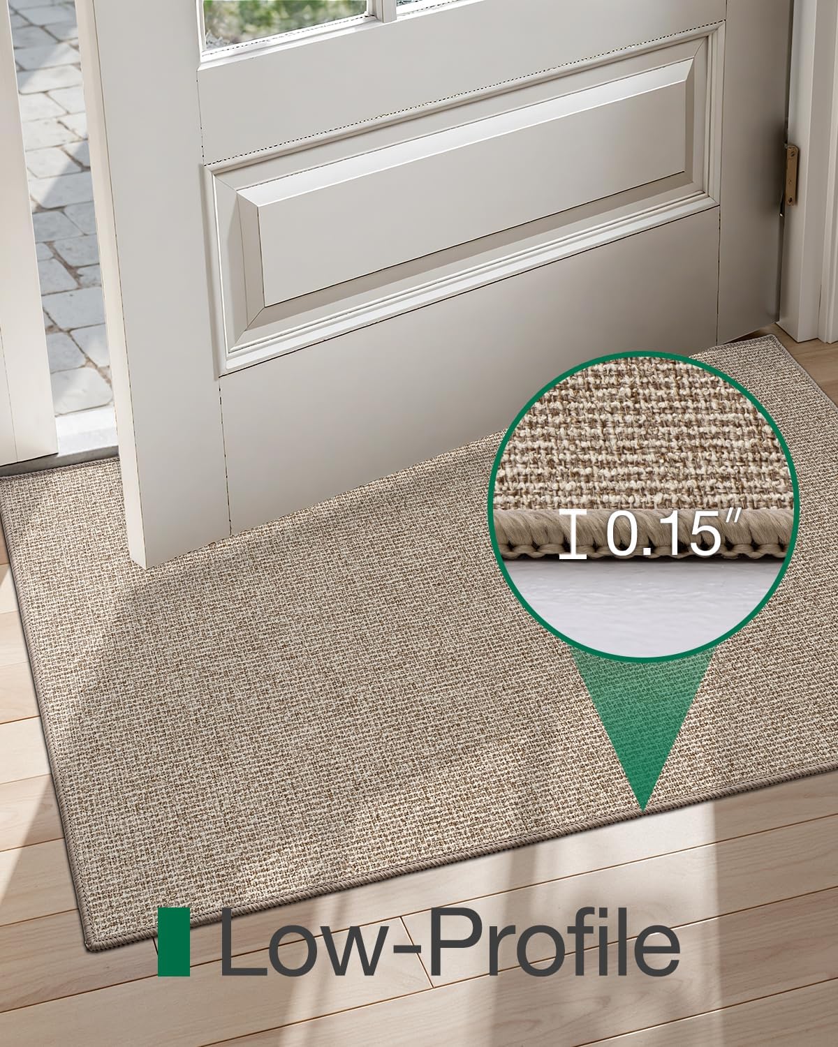 LUMI Indoor Door Mat 17"x30", Ultra Thin Low Profile Non-Slip Doormat for Home Entrance, Absorbent