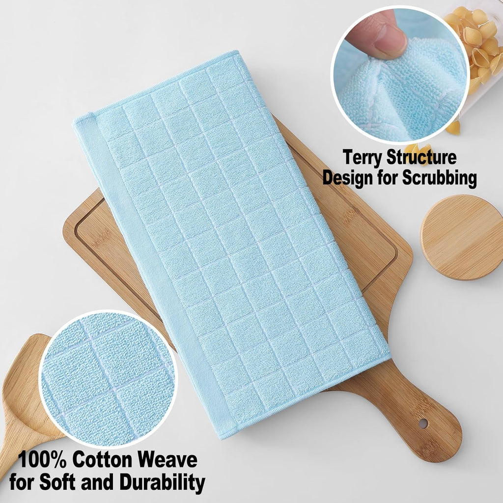 Homaxy 100% Cotton Terry Kitchen Dish Cloths, Ultra Soft and Absorbent Dish Towels for Kitchen