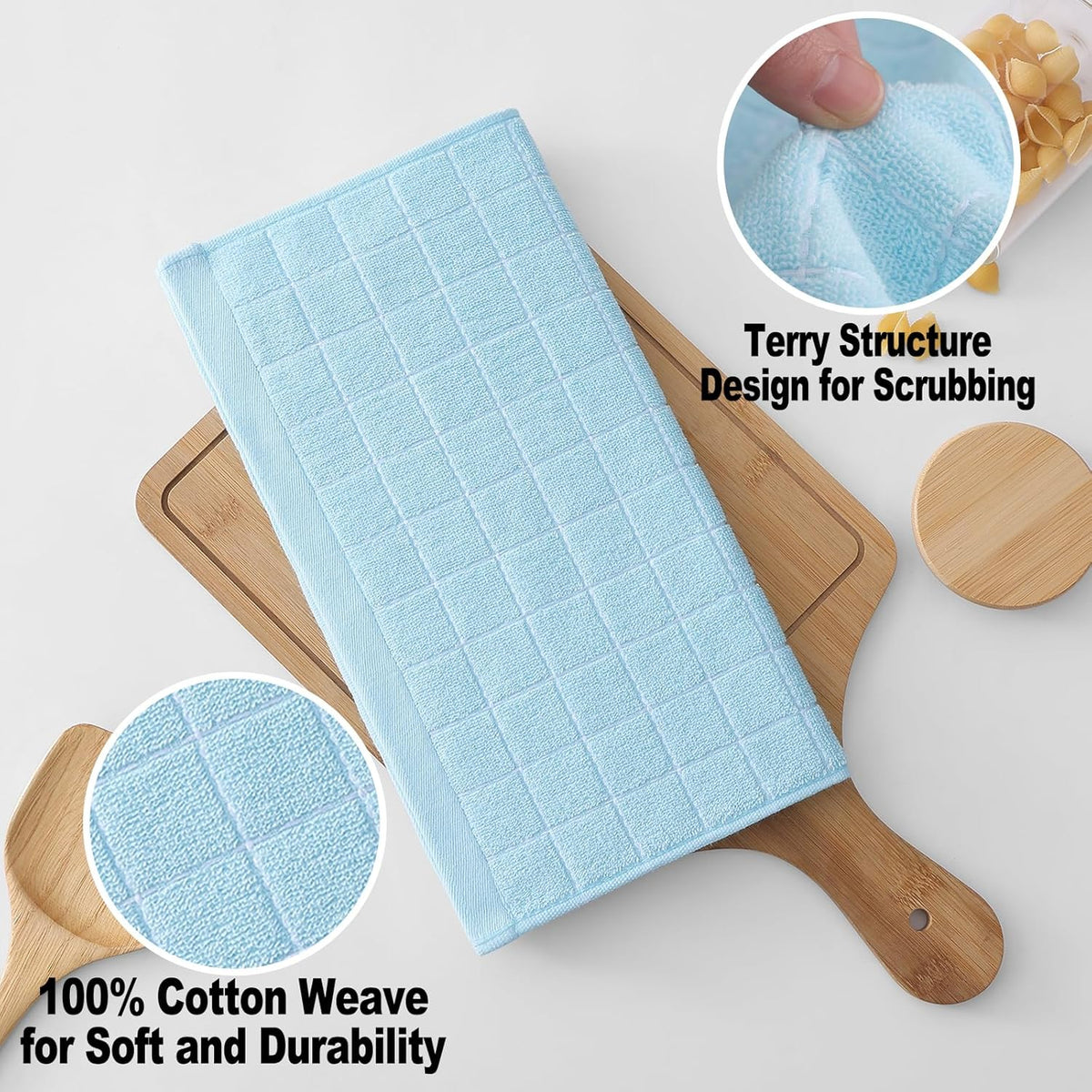 Homaxy 100% Cotton Terry Kitchen Dish Cloths, Ultra Soft and Absorbent Dish Towels for Kitchen