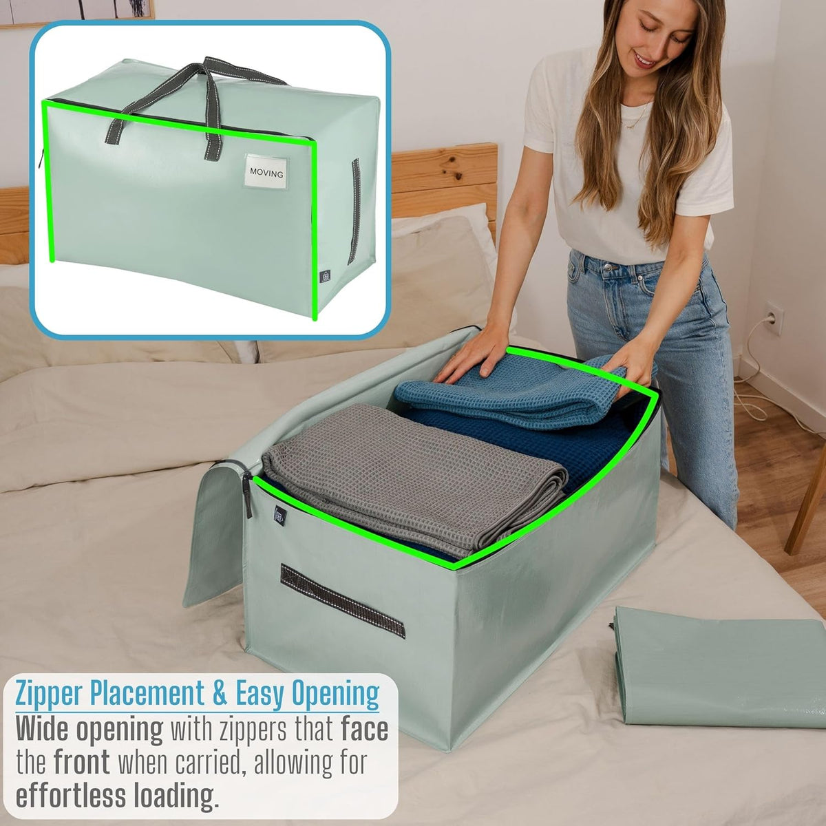 VENO 8 Pack Moving and Storage Bags, Heavy Duty, Alternative to Moving Boxes, Large Packing Totes
