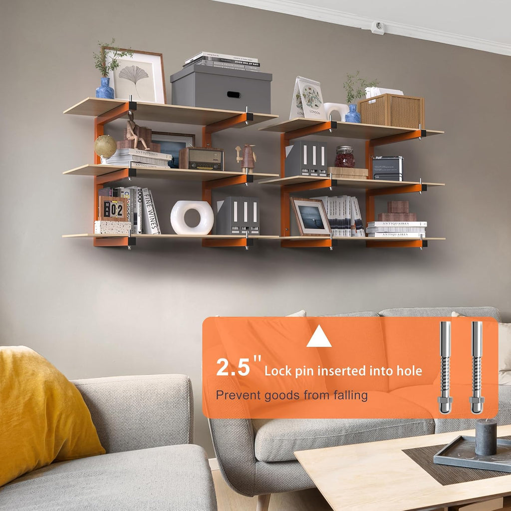Lumber Rack Wall-Mounted Lumber Storage Rack, Heavy Duty Wood Storage Racks with 6-Level System