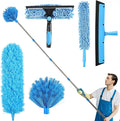 High Reach Duster Kit with14 ft Extension Pole High Ceiling Dusting and Window Cleaning Kit with