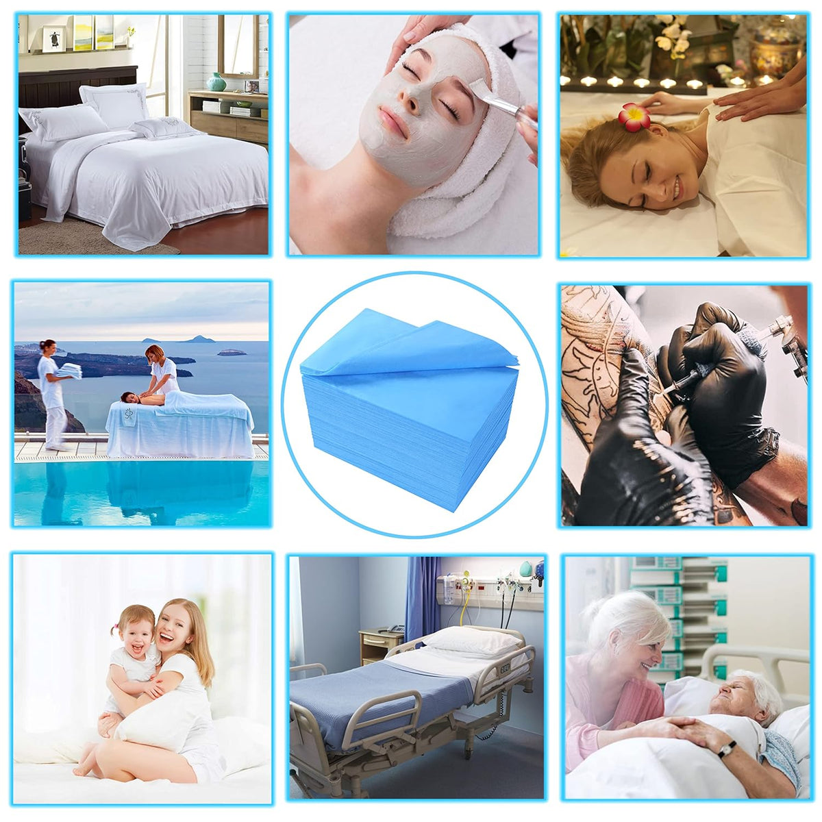 100 Pcs Disposable Bed Sheets 31" x 71" Massage Table Sheets Non Woven Fabric SPA Bed Cover