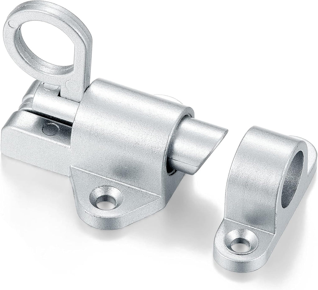 5 Packs Self-Closing Latches，Silver Gray Spring Door Lock，Resilient Bolt Latch Aluminum Alloy